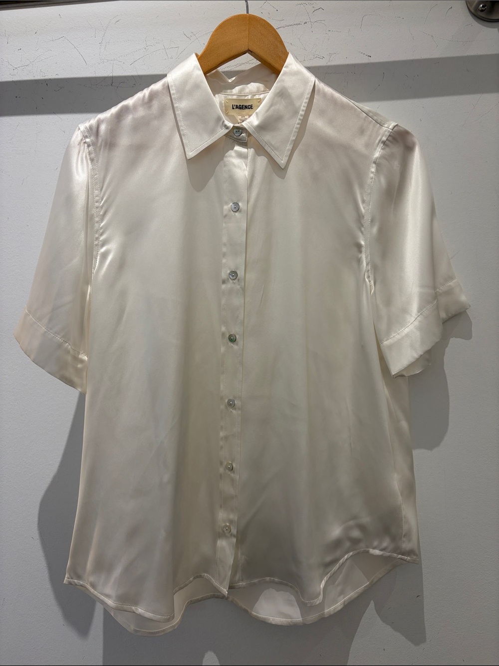 L'AGENCE Women’s Ellah Short Sleeve Blouse - Ivory